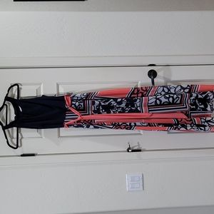 [NWT] K STUDIO COLLECTION Sleeveless Floral Navy/Coral Maxi Dress Size S